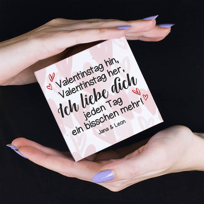 Ich liebe dich jeden Tag ein bisschen mehr!- 4 Lindorkugeln in persönlich bedruckter Verpackung