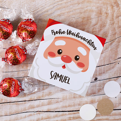 Personalisierte Lindor Geschenkbox mit Weihnachtsmann Motiv, Name Samuel und vier Lindt Kugeln