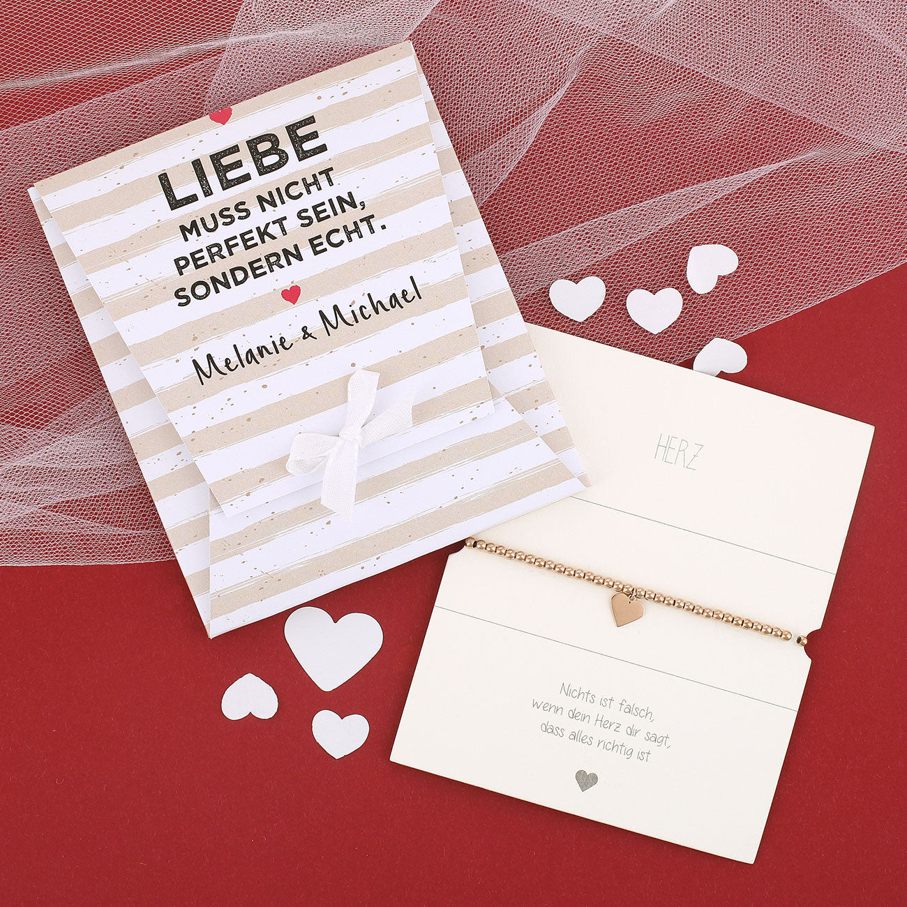 Herzarmband mit Verpackung - Liebe muss echt sein