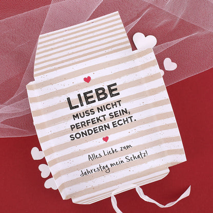 Geöffnete Verpackung für Herzarmband - Liebe muss echt sein