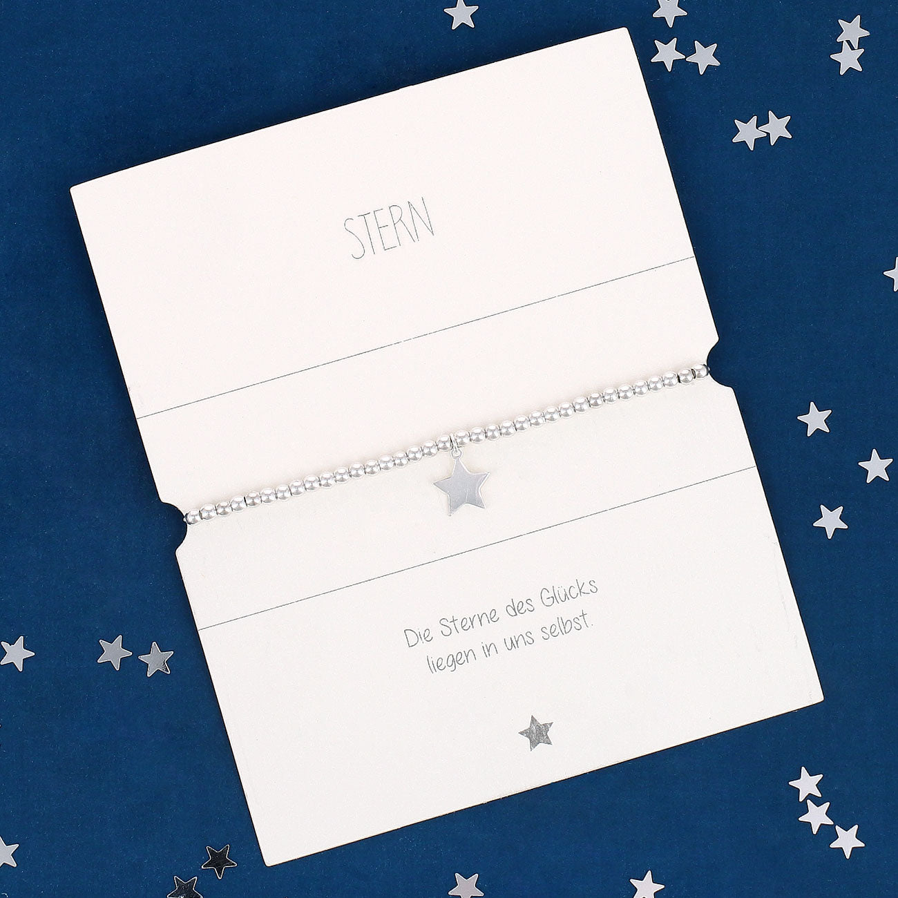 Silbernes Armband mit Sternanhänger für die Freundin in Geschenkbox