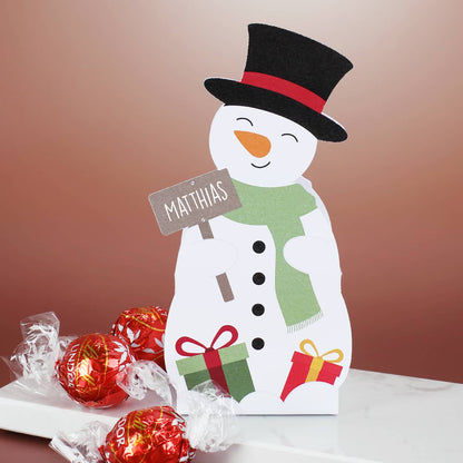 Schneemann Faltschachtel mit Lindor Füllung
