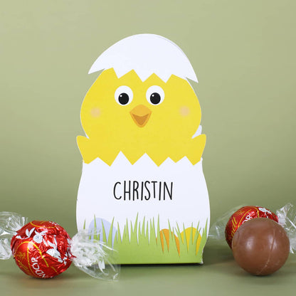 Faltschachtel zu Ostern mit 3 Lindorkugeln und Ihrem Wunschnamen