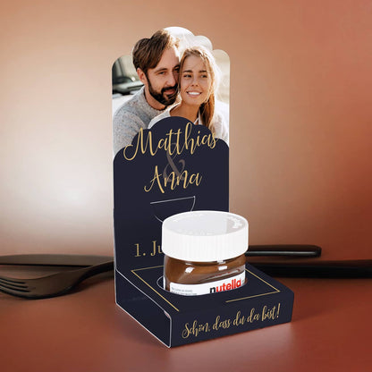 Foto-Faltaufsteller "Schön, dass du da bist" für kleine Gastgeschenke zur Hochzeit