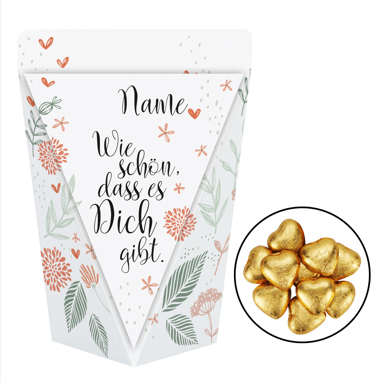 Personalisiert mit Name und befüllt mit Schokolade