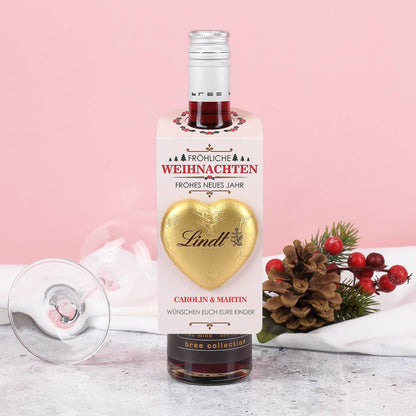 kleiner Flaschenanhänger mit Lindt-Herz zu Weihnachten