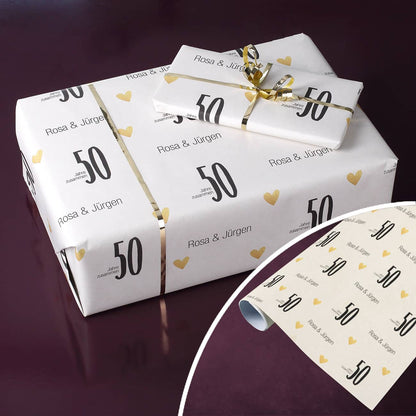 Persönliches Geschenkpapier zur Goldhochzeit