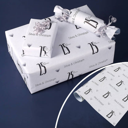 Persönliches Silberhochzeitsgeschenkpapier