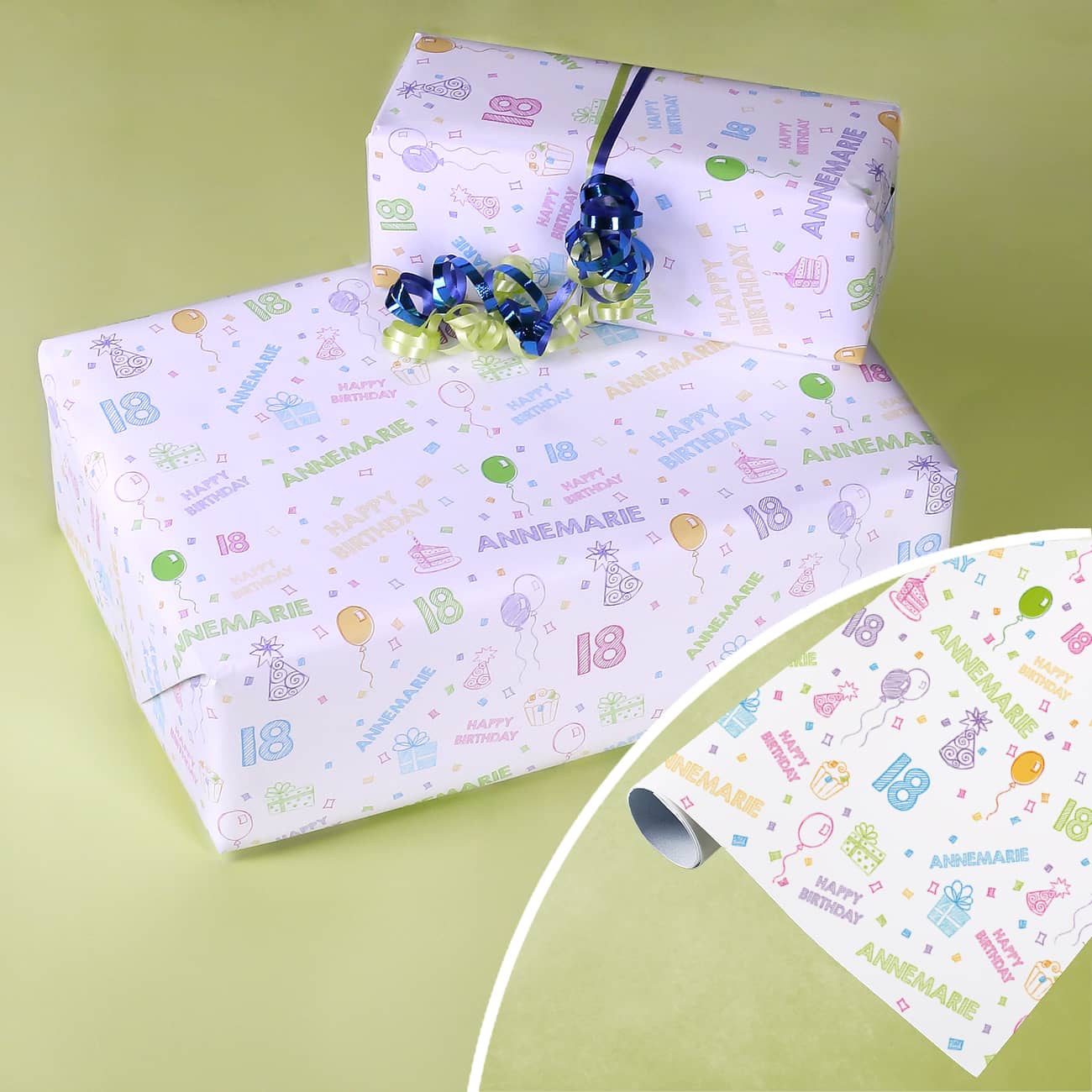 Geburtstags-Geschenkpapier mit Name und Alter