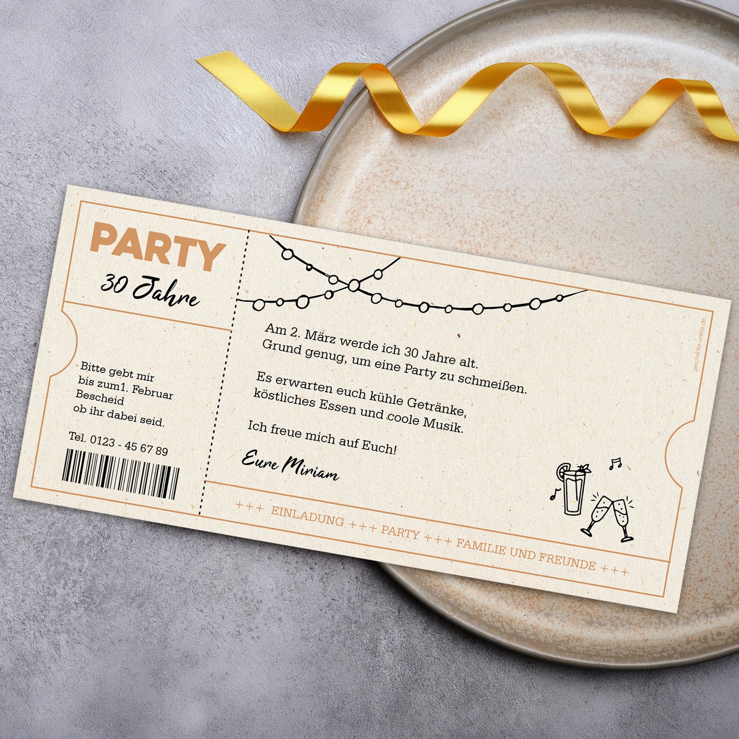 Personalisierte Einladungskarte zum Geburtstag als VIP Ticket mit Foto & Wunschtext | DIN lang Karte