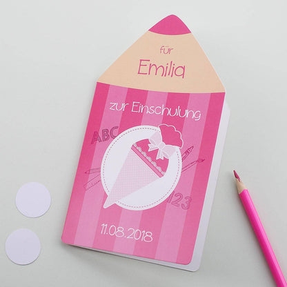 Karte für Mädchen zum Schulanfang
