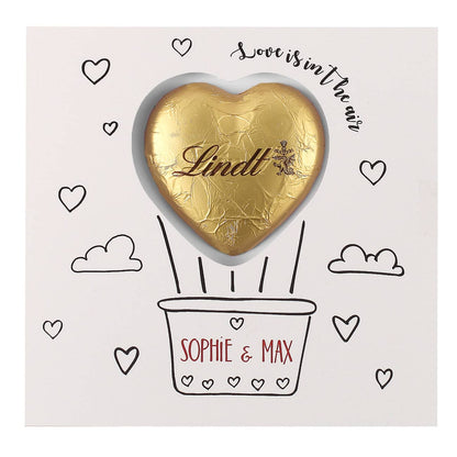 Love is in the air - Klappkarte mit Lindt Schokoherz