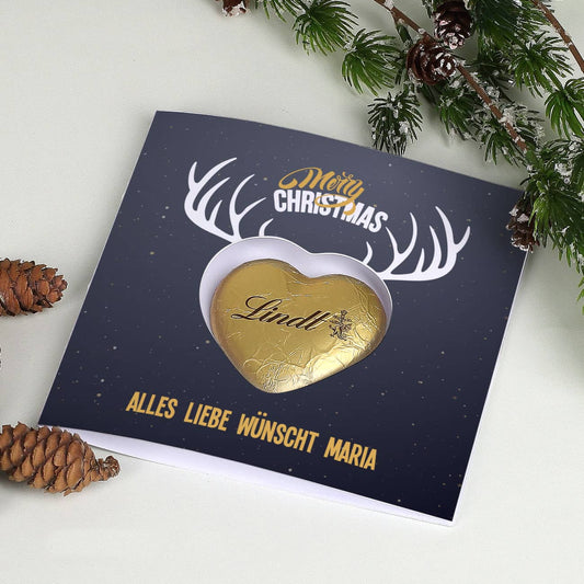 Weihnachtskarte mit Lindt Schoko Herz