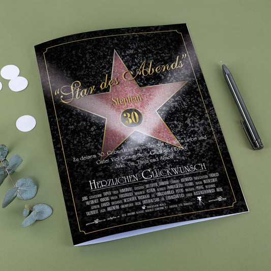Große Klappkarte Star des Abends mit Name, Alter, Wunschtext