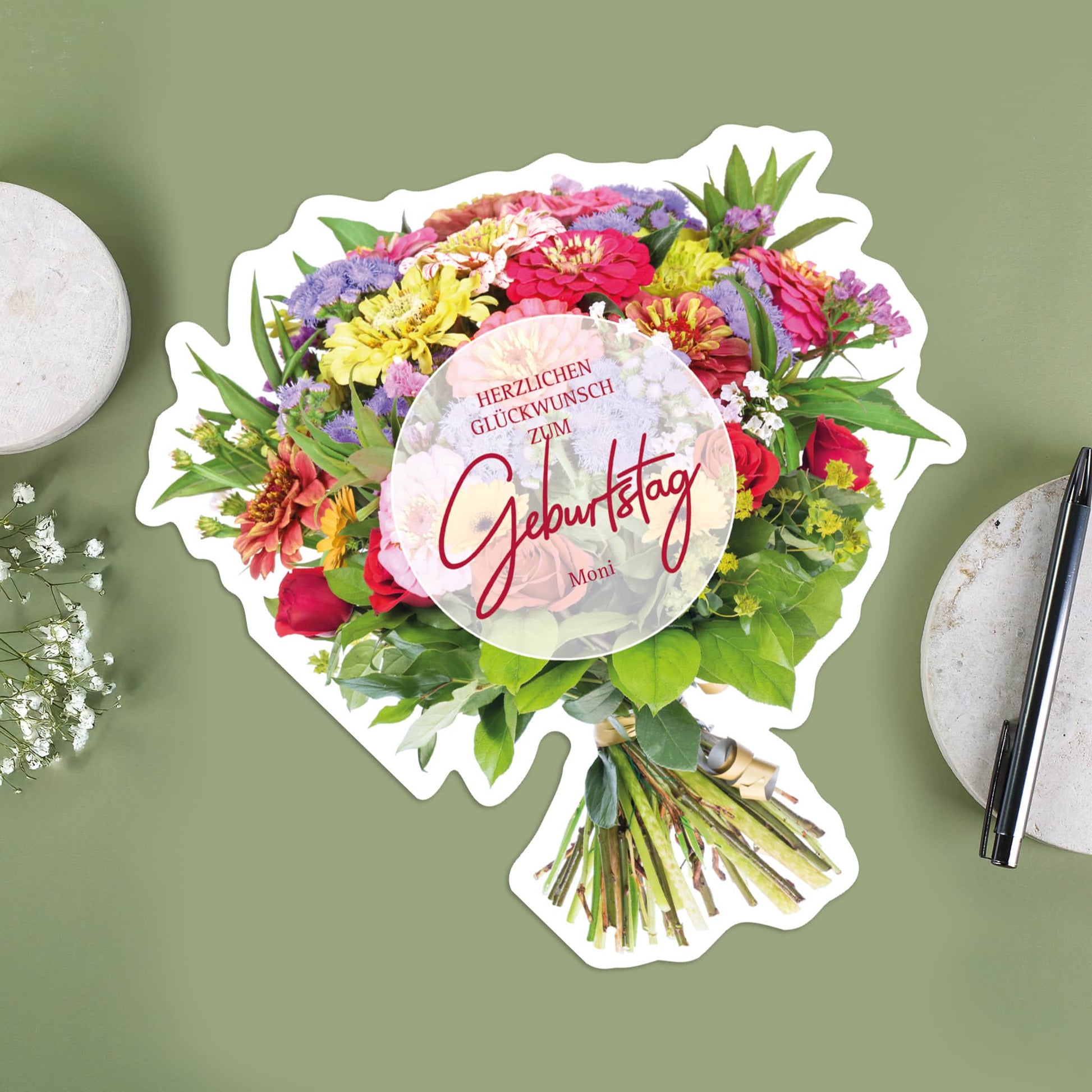 Große Geburtstagsklappkarte Blumenstrauß mit Name