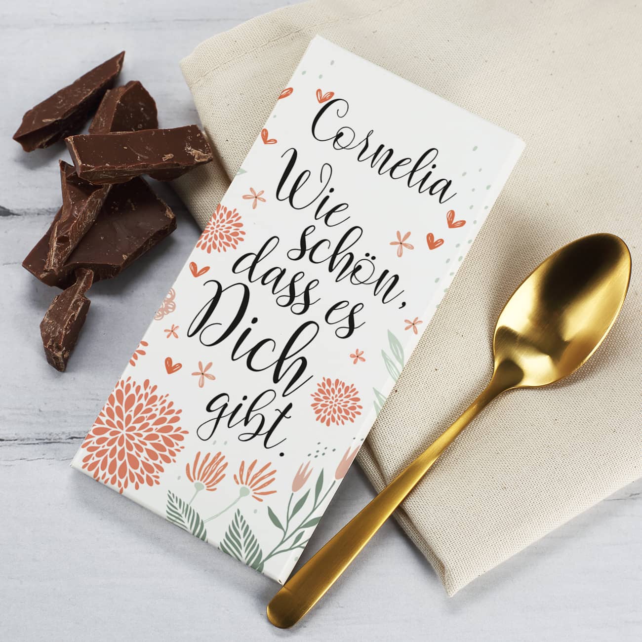 Tafel Schokolade als Dankeschön Geschenk mit Name personalisiert