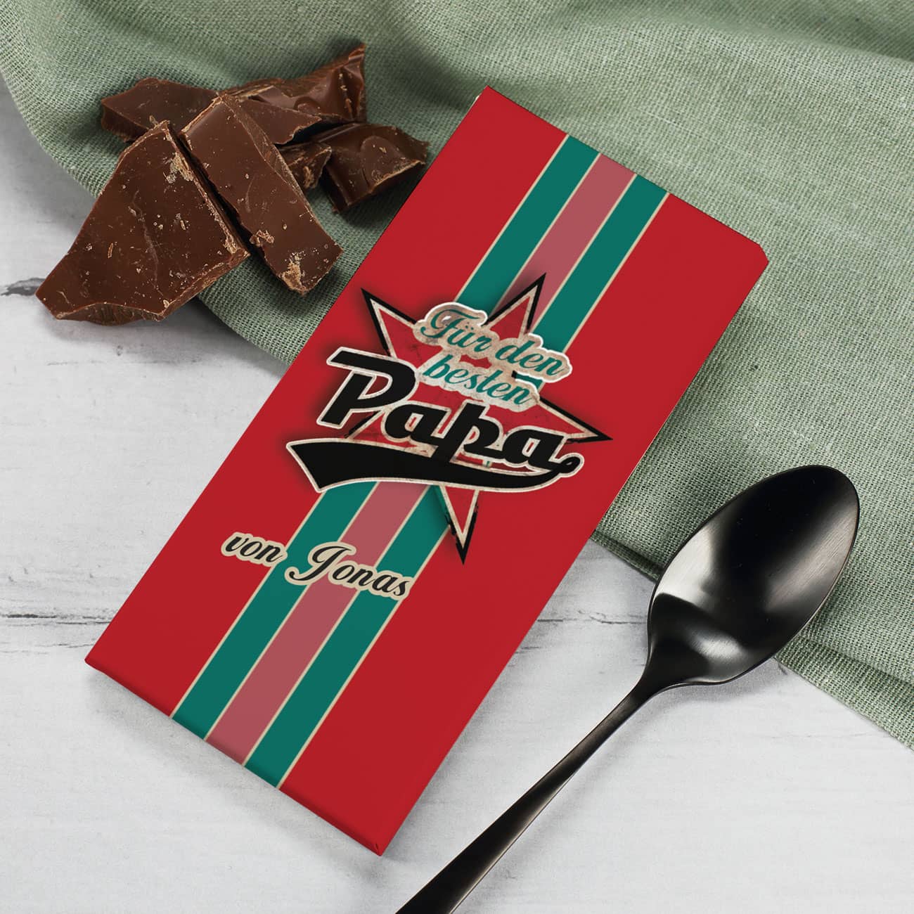 Leckere Schokolade in persönlicher verpackung zum Vatertag