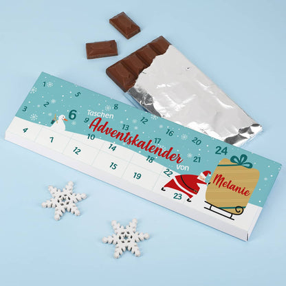 Mini-Adventskalender als Schokoladentafel mit Name nach Wunsch 