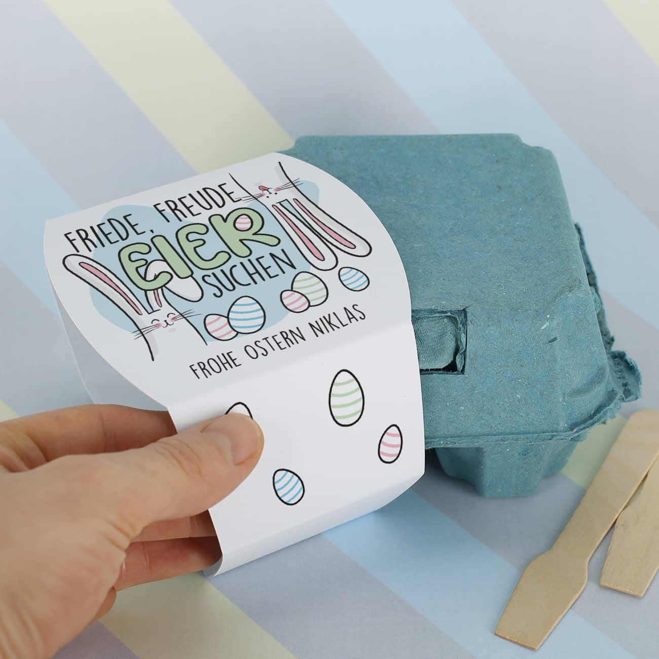 Personalisierter Eierkarton mit Banderole