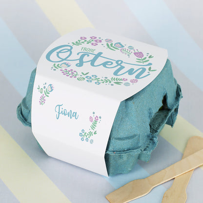 Schokoeier im Eierkarton "Frohe Ostern" personalisiert mit Wunschname