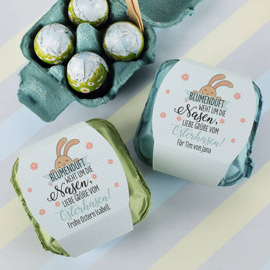 Gefüllte Schokoeier im personalisierten Karton als Geschenk zu Ostern