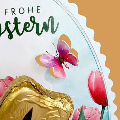 Lindt Goldhase in personalisierter Osterverpackung mit Wunschname "Frohe Ostern"