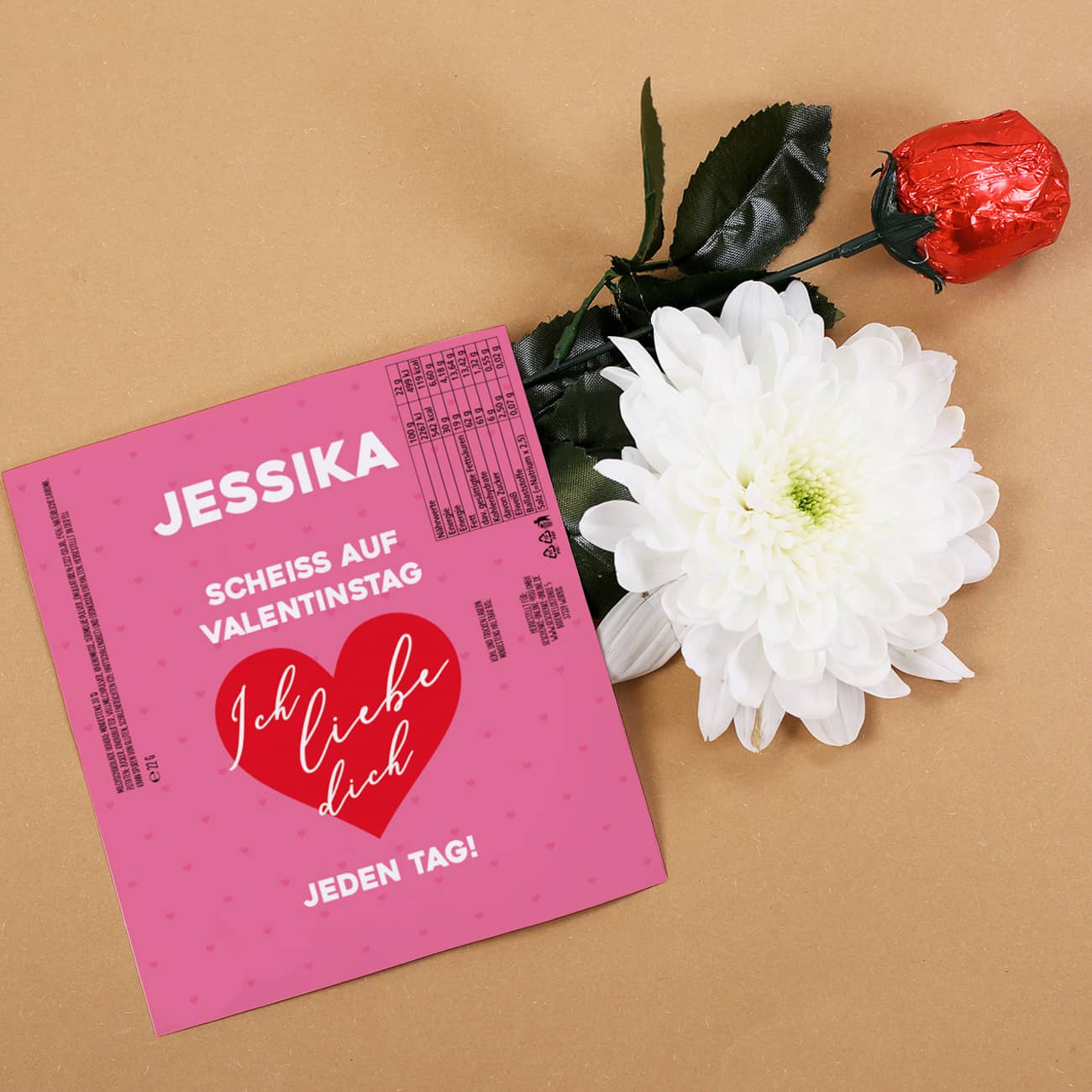 Schokorose - Geschenk zum Valentinstag... mit Name persönlich bedruckt