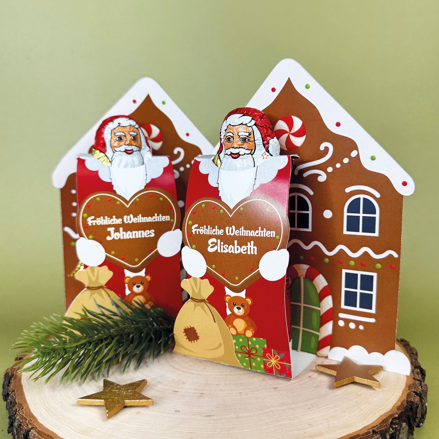 Lindt Schoko-Weihnachtsmann in personalisierter Verpackung | Süßer Weihnachtsgruß mit Name