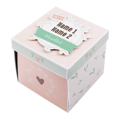 Überraschungsbox zur Hochzeit mit Namen und Wunschtext