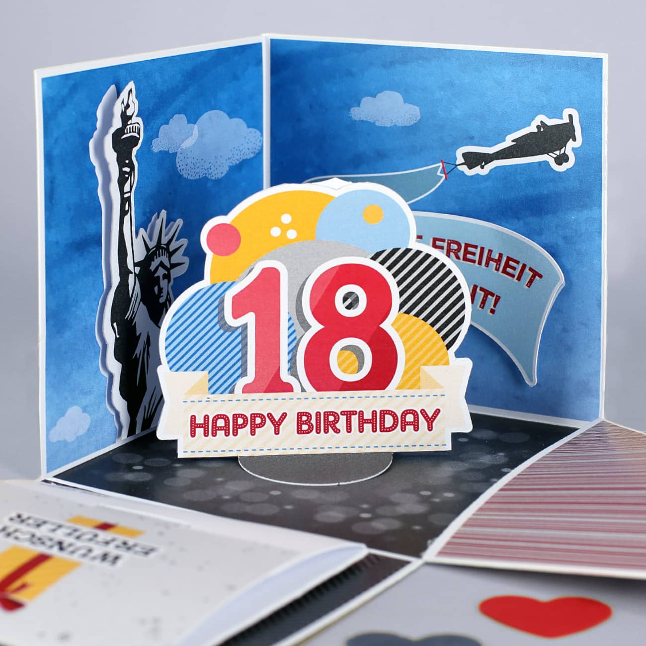 Happy Birthday 18 - Überraschungsbox mit Freiheitsstatue