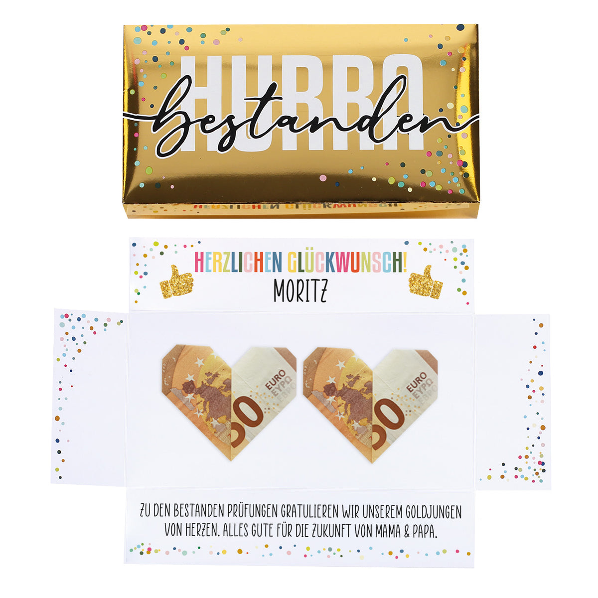 HURRA bestanden! - Goldbox für Geldgeschenke zum Führerschein