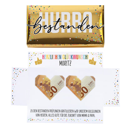 HURRA bestanden! - Goldbox für Geldgeschenke zum Führerschein