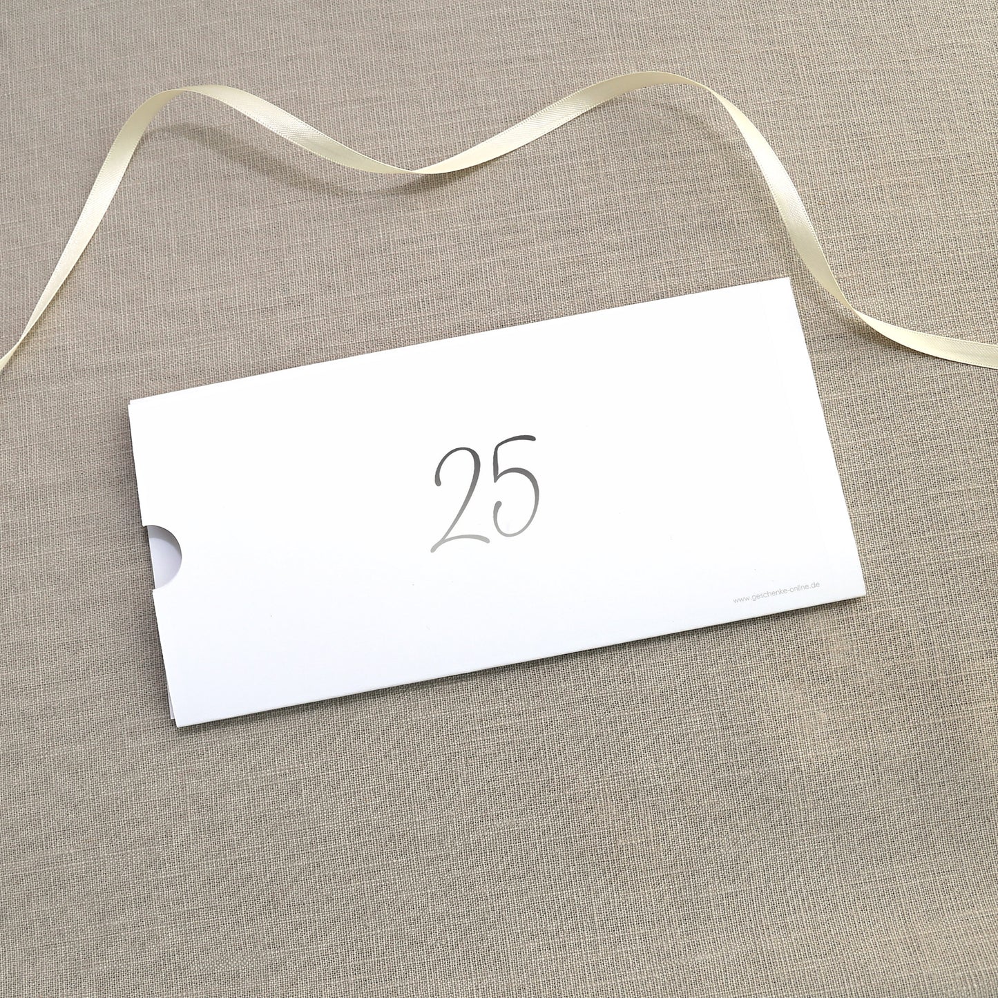 Hochzeitseinladung - Ziehkarte mit zwei Fotos zur Silberhochzeit mit Wunschdaten