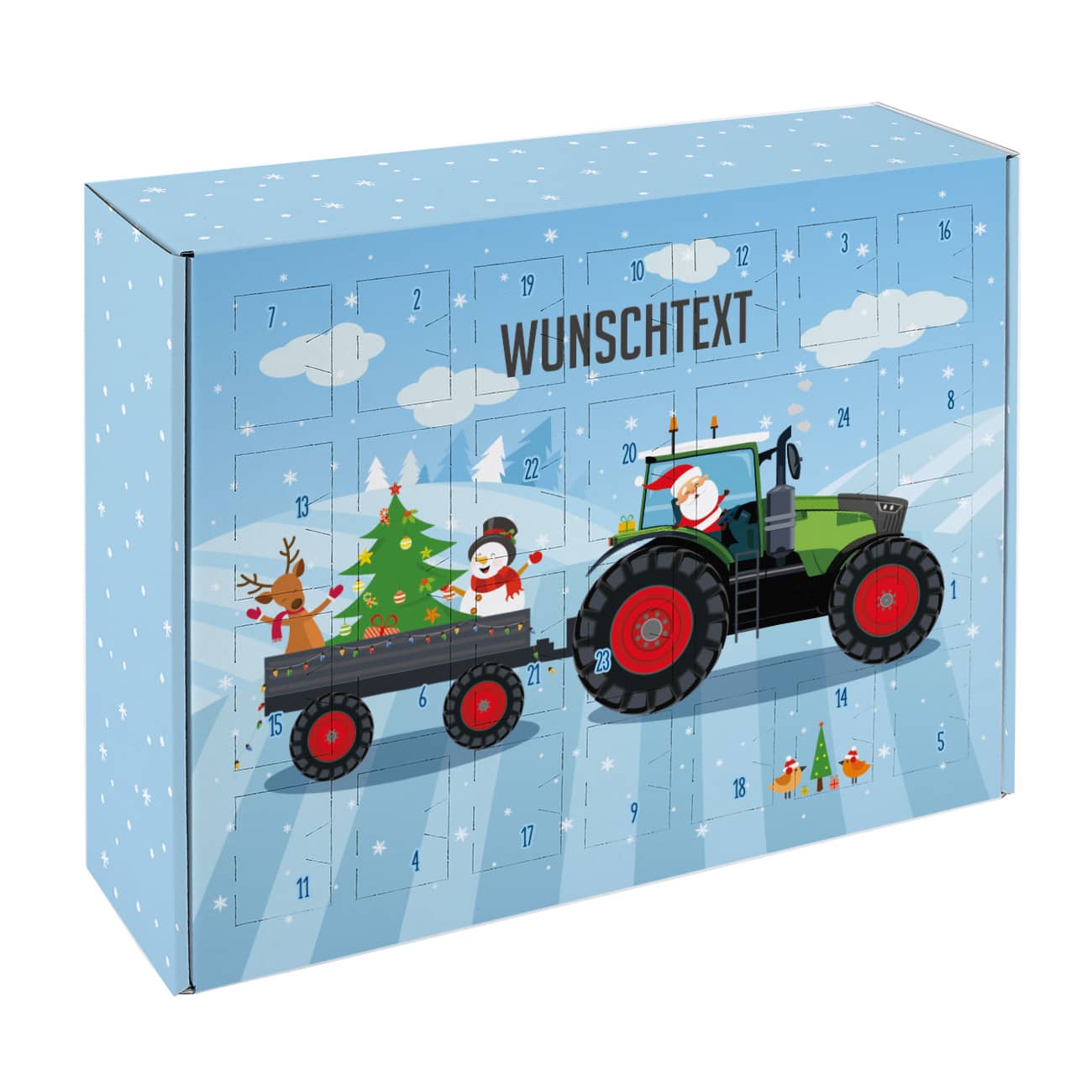 Adventskalender mit grünem Traktor für Jungen