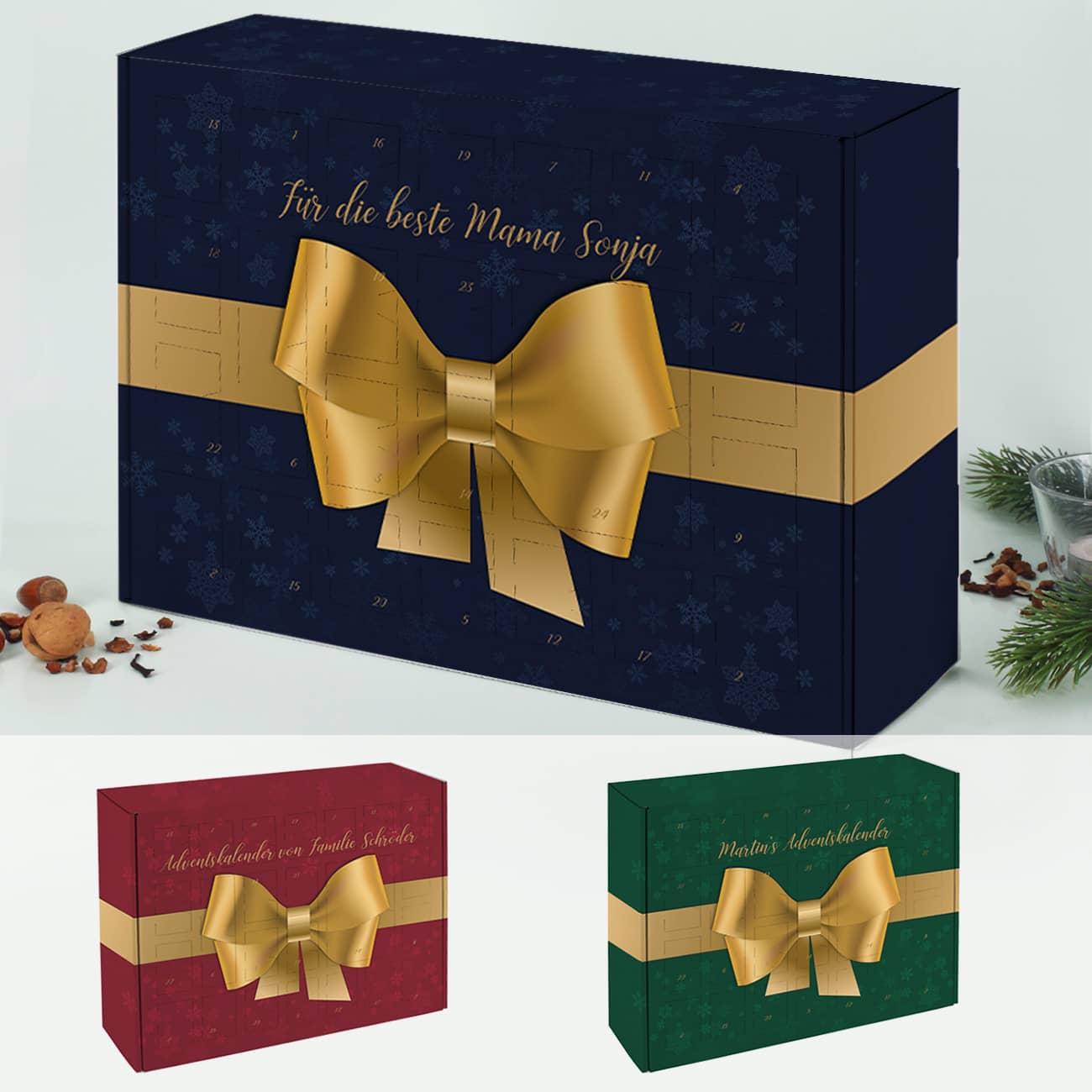 Adventskalender in drei Farben