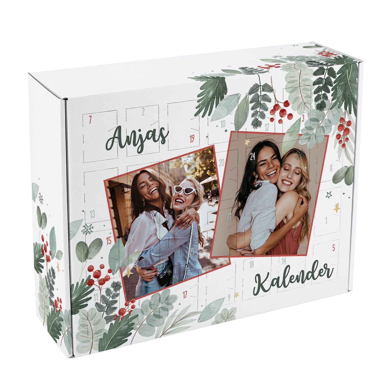 Zwei Fotos und zwei Zeilen Text nach Wahl