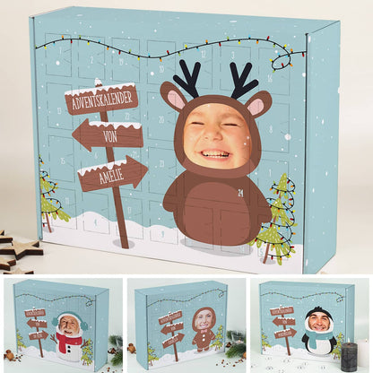 DIY Adventskalender mit verschiedenen Figuren nach Wahl, Foto und Name bedruckt