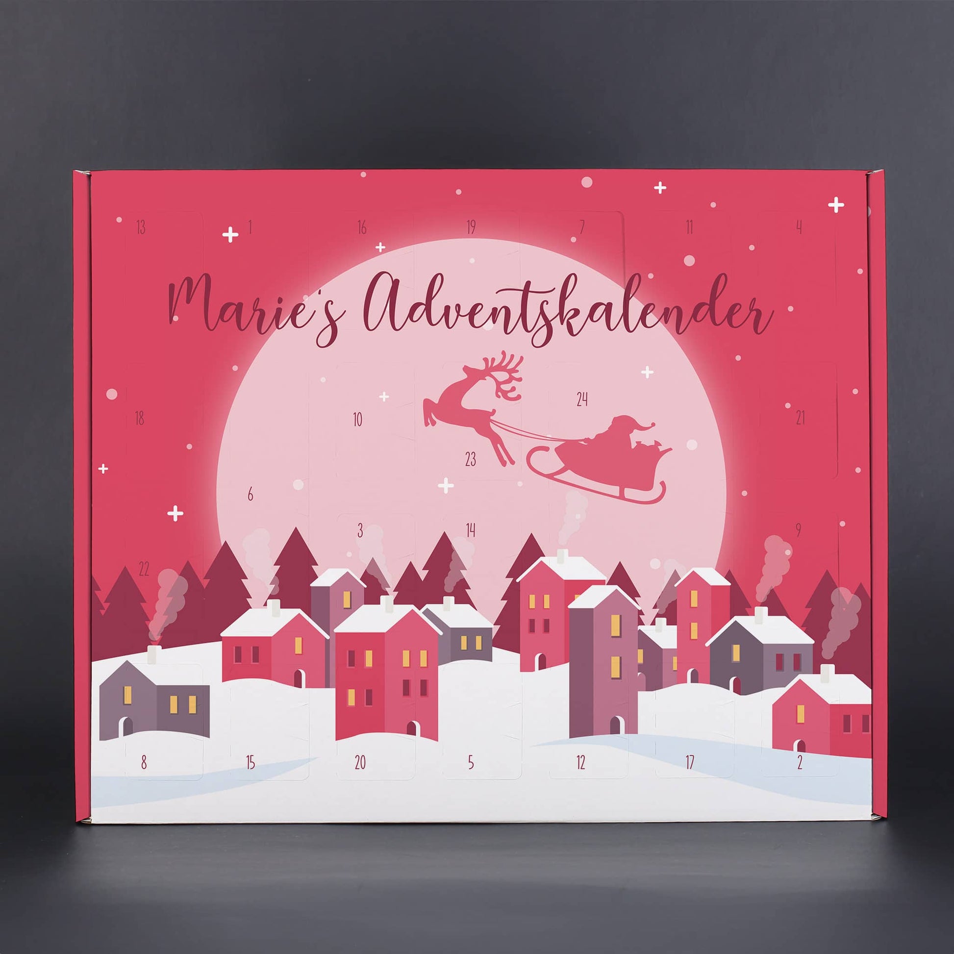 Schönes Weihnachtsmotiv in Pink mit personalisiertem Text