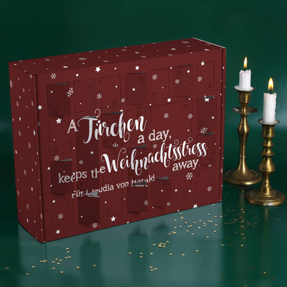 Adventskalender mit lustigem Spruch zum selbst Befüllen