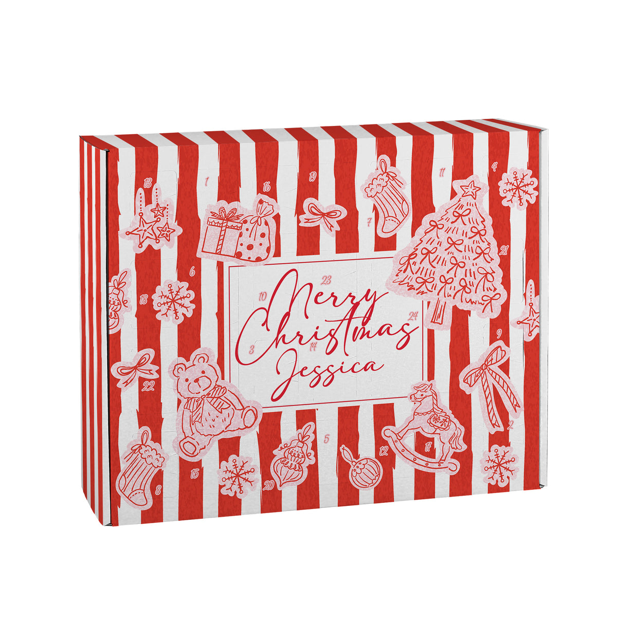 Adventskalender mit Name personalisiert | DIY Kalender 'Merry Christmas' zum Befüllen f. Weihnachten