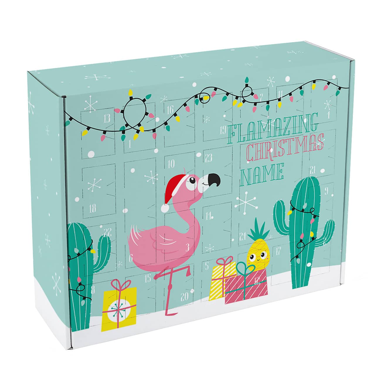 Flamingo Adventskalender zum selber Füllen mit Ihrem Namen