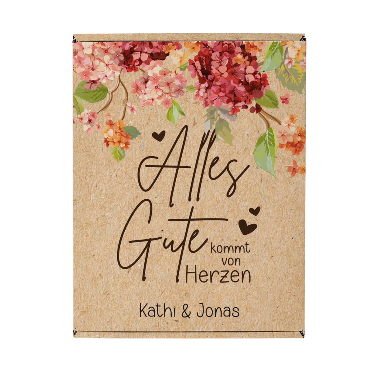 Kleine Geschenkbox "Alles Gute kommt von Herzen" als Verpackung für persönliche Präsente
