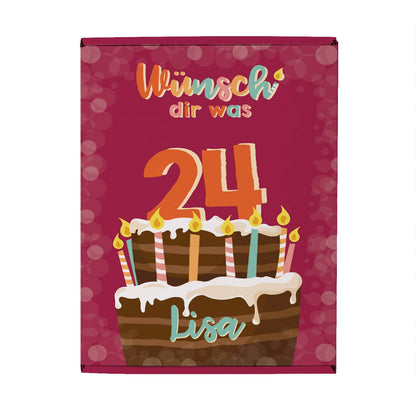 Wünsch' dir was - Geschenkverpackung mit Geburtstagstorte, Name und großen Alter