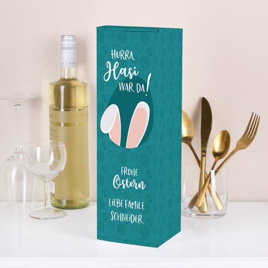 Personalisierte Flaschenverpackung zu Ostern mit Text nach Wunsch