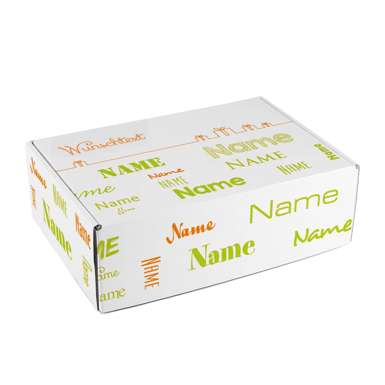 Geschenkbox mit Name in hellgrün