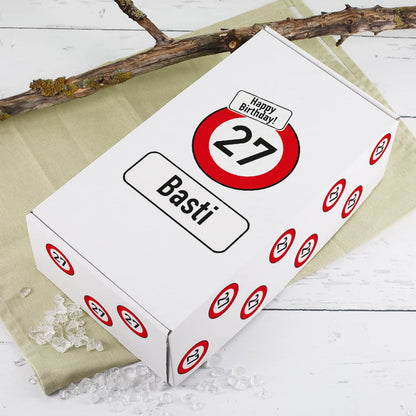 Bedruckte Geschenkbox L mit Verkehrszeichen