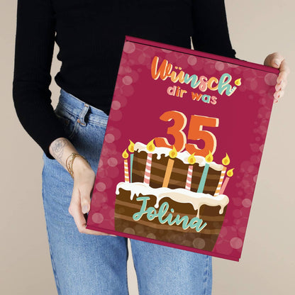 Wünsch' dir was - Geschenkverpackung mit Geburtstagstorte, Name und Alter