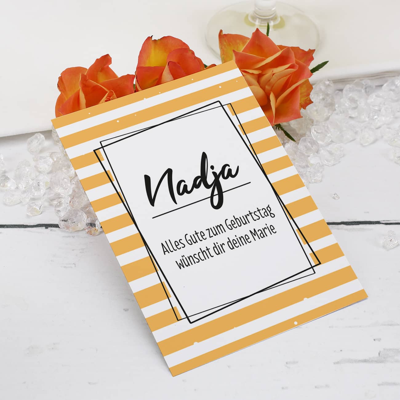 Glückwunschkarte mit Streifenmotiv