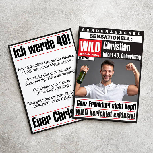 Lustige Einladung zum Geburtstag personalisiert mit Foto & Text