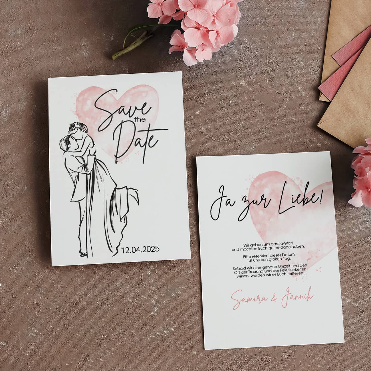 Save the Date Karte mit Datum, Text & Namen personalisiert